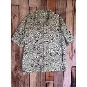 Disney Duck Characters All Over Print Shirt Graphic Cartoon Donald Duck Mens XXL